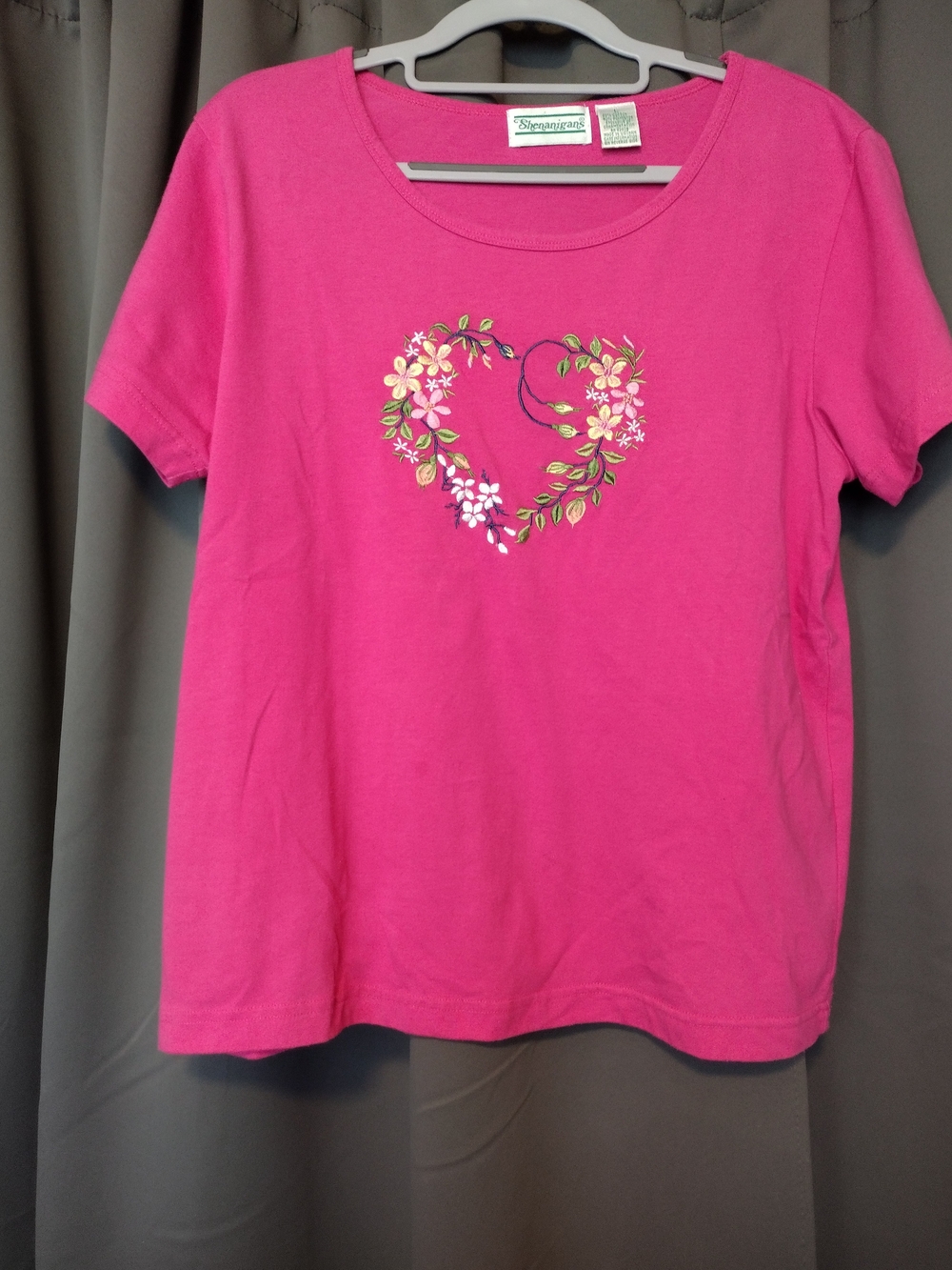 Shenanigans Bright Pink Floral Heart Tee